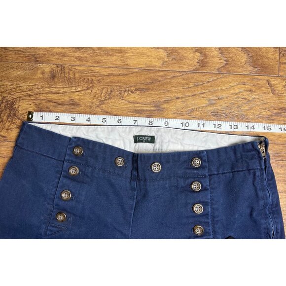 J. Crew 100% Cotton Navy Wide Leg Cropped Sailor Pant, Size 6 side zipper - Picture 7 of 12